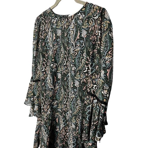 Veronica Beard Denver Silk Chiffon Printed Mini Dress Size 4 Green Paisley - Picture 5 of 10